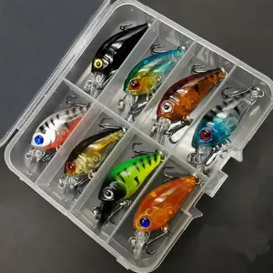 5/8Piece Realistic Topwater Crankbait Lure Set – Floating Hard Baits for Bass Fishing, Freshwater Tackle Kit with Sharp Hooks, Outdoor Fishing Accessories & Gear
