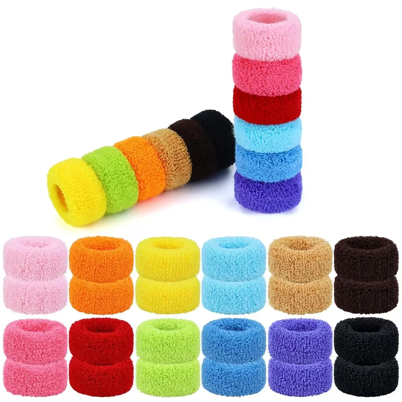 12Pieces Super Stretchy Knit Cloth Hair Ties Scrunchies Ponytail Holders Wool Loop Hair Elastics Accessories for Women Girls Teens Kids