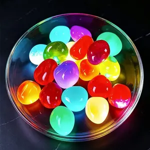 Glow in The Dark Pebbles 20 Pcs - Luminous Crystal Texture Stones, Photoluminescent Glowing Rocks for Garden Pathway Yard Decor, Colorful Aquarium Fish Tank Gravel Stones, DIY Craft Vase Flower Pot Home Decorative Pebbles