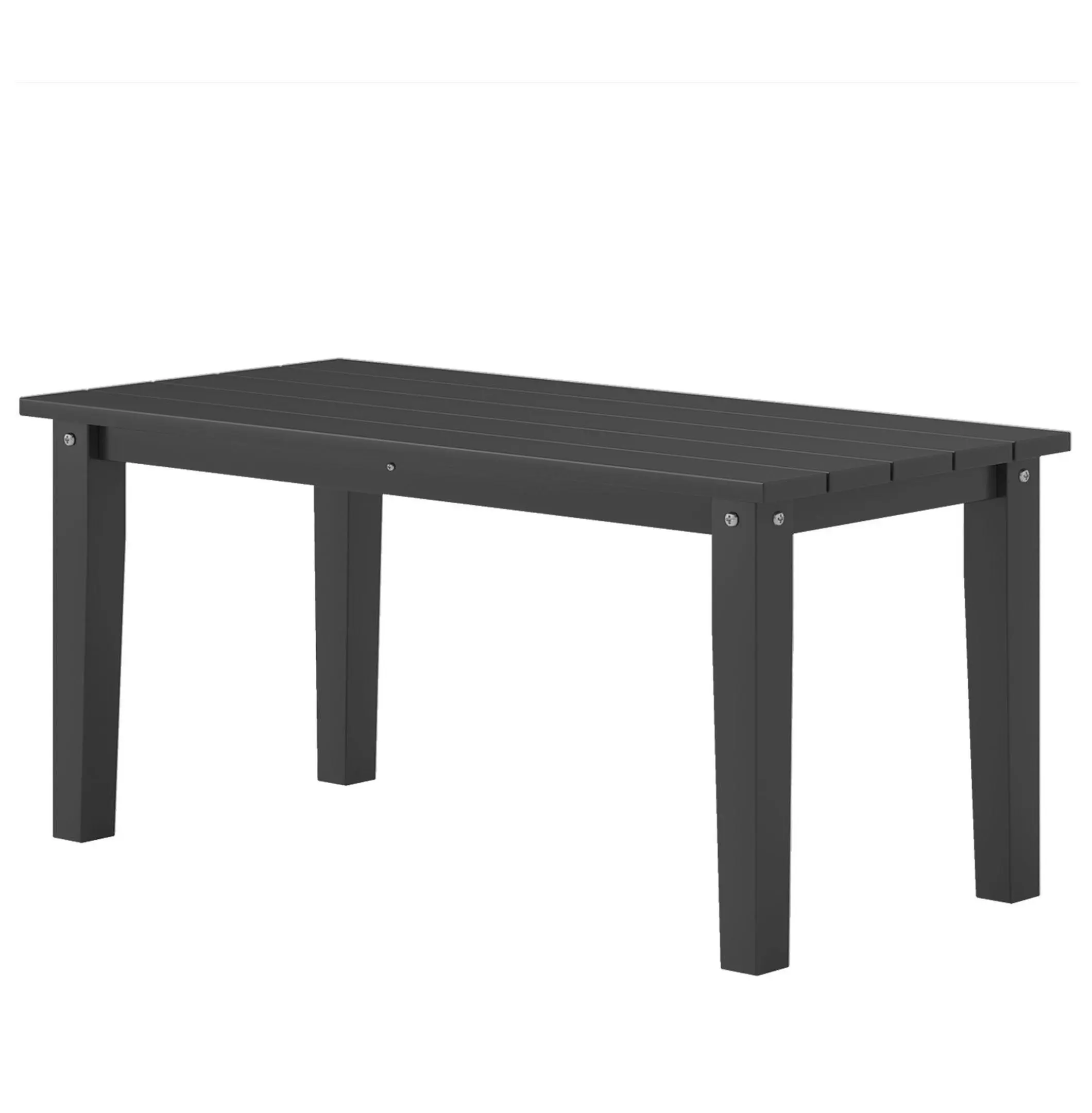 35.8x17.3" Black HDPE Plastic Rectangle Outdoor Coffee Table, All-Weather Slatted Look Patio Table for Yard, Balcony