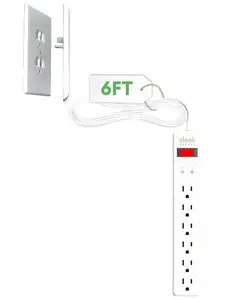 Sleek Socket Original & Patented Ultra-Thin Outlet Concealer with Cord Concealer Kit, INVERTED 6 FOOT Flat Extension Cord with Multi Outlets Surge Protector Power Strip, Ideal for Home Office and Home Theater
