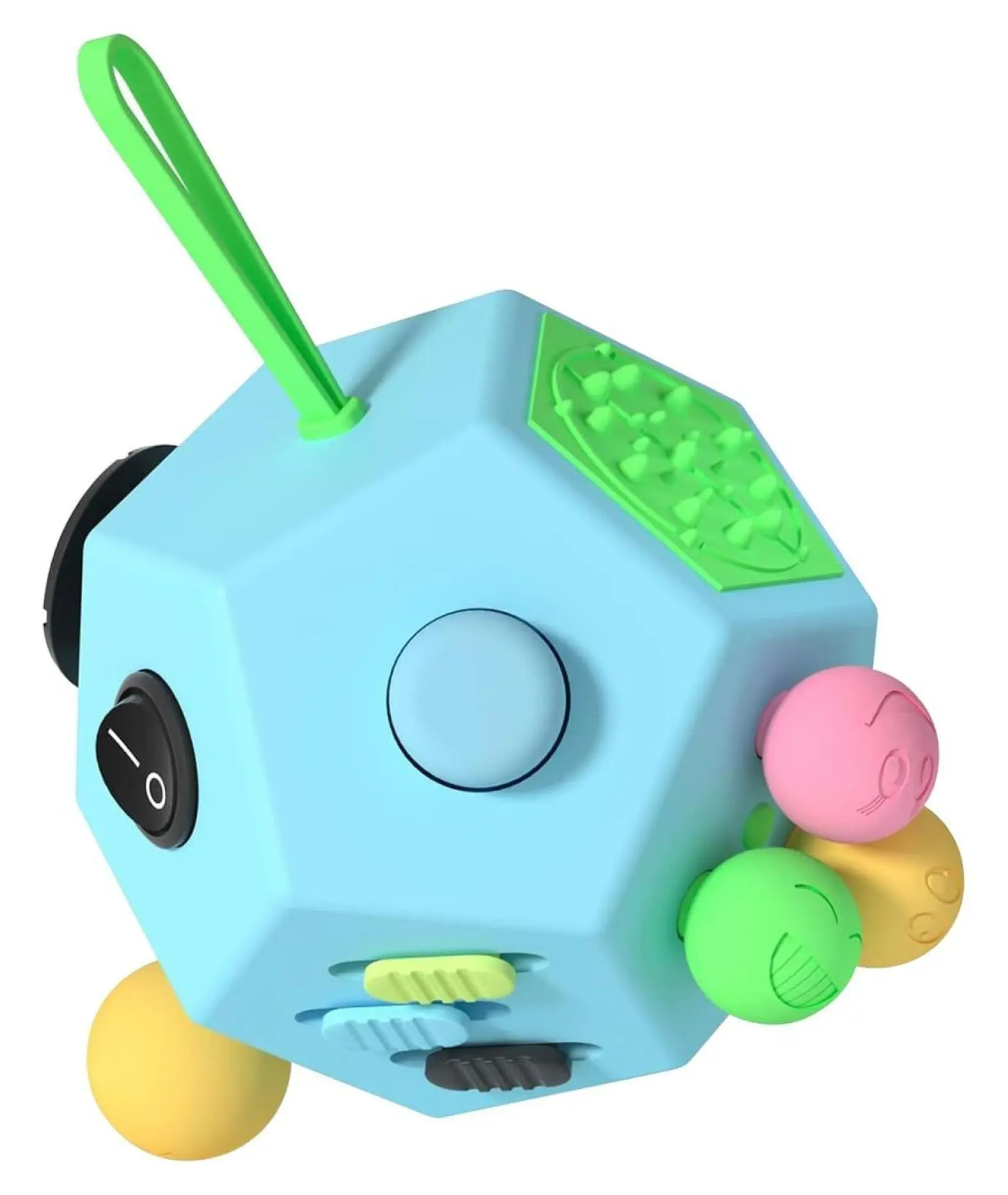 Unisex Plastic Fidget Dodecagon Cube - 12-Sided ADHD Stress Reliever Sensory Toy, Compact for School, Portable for On-The-Go Use - Ideal for Teens & Adults - B3 Blue Sky