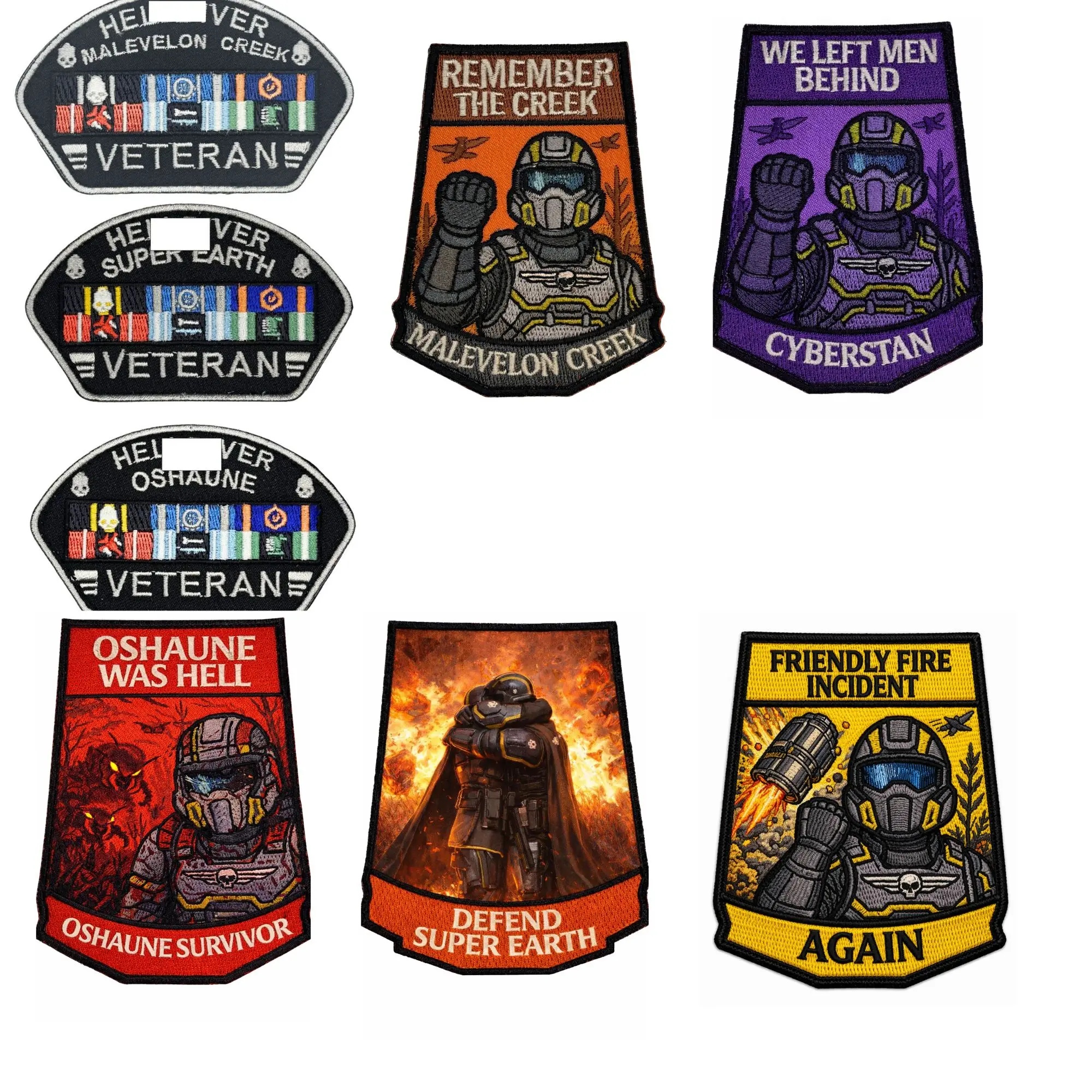 Divers Vets and Events Hook Fastener Patches Creek, Super , Cyber and More Designs to Choose From