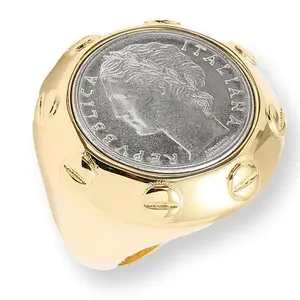 Bellezza 100 Lira Coin Bronze Bold Screw Border Ring