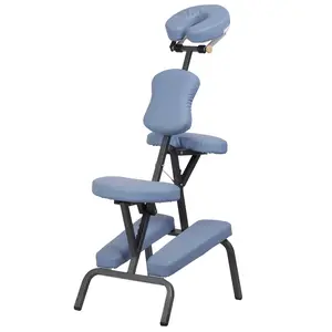 Zeny Ergonomic Foldable Lightweight Adjustable PU Leather Blue Waterproof Massage Chair - Salon-Styled, Multi-Use for Tattoo & Spa