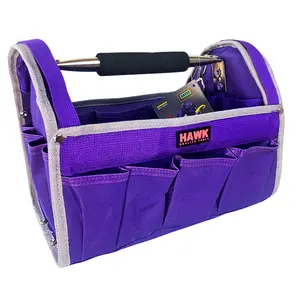 12.5" Purple Tool Carry-All | Premium Canvas with Multi-Pockets | Metal Handle & Rubber Feet | 12.5" x 9.5" x 8" | Best for Tools, Crafts & Supplies