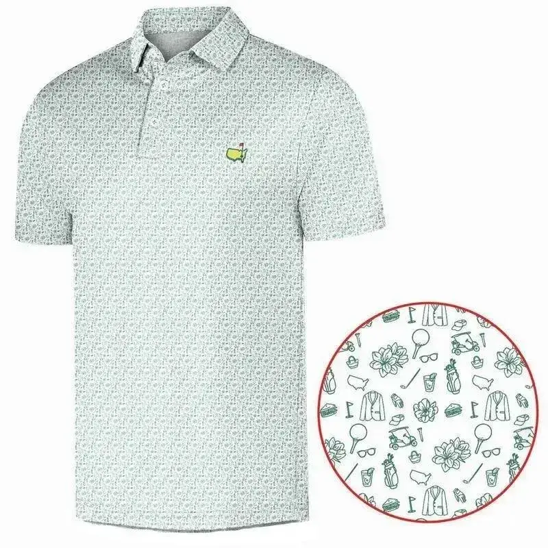 Masters Clean Green Stripe Pattern Golf Polo Shirt Short Sleeve Print Fan-made Gift for Men Top