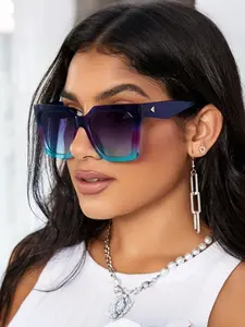 Ladies' Fashion Sunglasses Large Square Frame with Green to Yellow Lenses, Casual Fashion Decorative Glasses, Durable Glasses, Fashion Sunglasses, Fashion Frame, Designer Glasses, Women's Sunglasses,