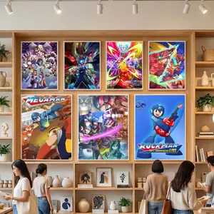 Rockman Mega Man anime game Poster HD Heavy-Duty Self-Stick Waterproof Wall Decor Tool-free durable Conceals wall flaws elevates style for living rooms bathrooms & kitchens