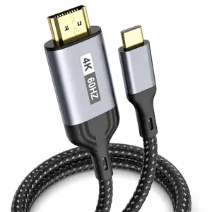 USB-C to HDMI Cable 6FT, Braided Type-C to HDMI Adapter Cord, Supports up to 4K@60Hz, for USB-C Laptops, Tablets, Phones, TV, Monitor, Projector