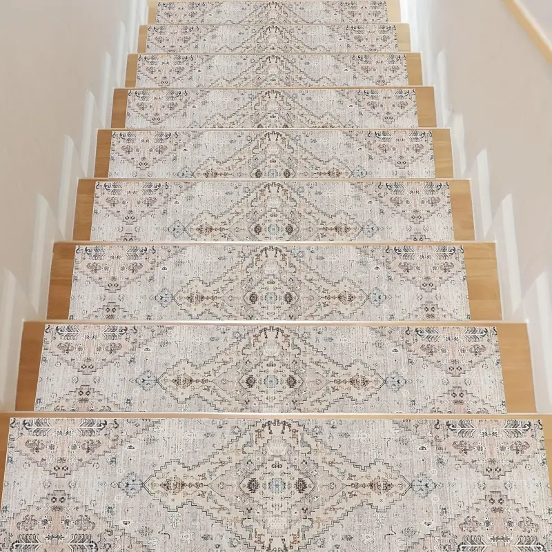 Joyfinity 15-Pack 8'X30" Non-Slip Rubber Stair Treads for Wooden Steps, Safety Stair Mats for Dogs Kids Seniors, Indoor Anti-Skid Carpet Stair Runners, Durable Stairway Rug Decor Noise Reducing Stair Mats