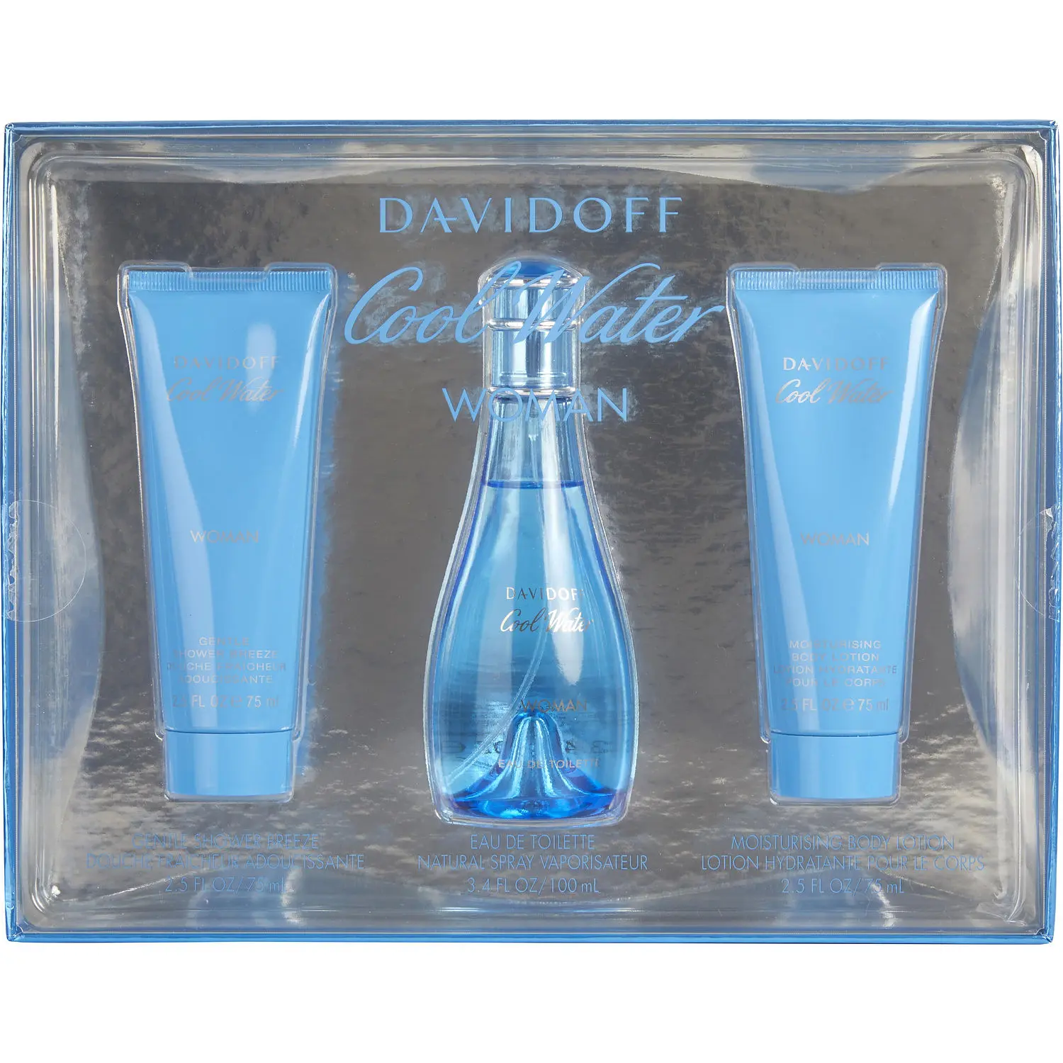 Cool Water Set-Edt Spray 3.4 Oz & Body Lotion 2.5 Oz & Shower Breeze 2.5 Oz For Women