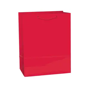 Apple Red Glossy Bag - 9 1/2"H x 7 3/4"W x 4 1/2"D - Quantity of 5 (47065404)