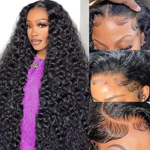 PIOGH Deep Wave Lace Front Wigs Human Hair 13x6 HD Lace Front Wigs Human Hair Pre Plucked 180 Density Glueless 13x4 Deep Curly Frontal Wigs Human Hair for Women