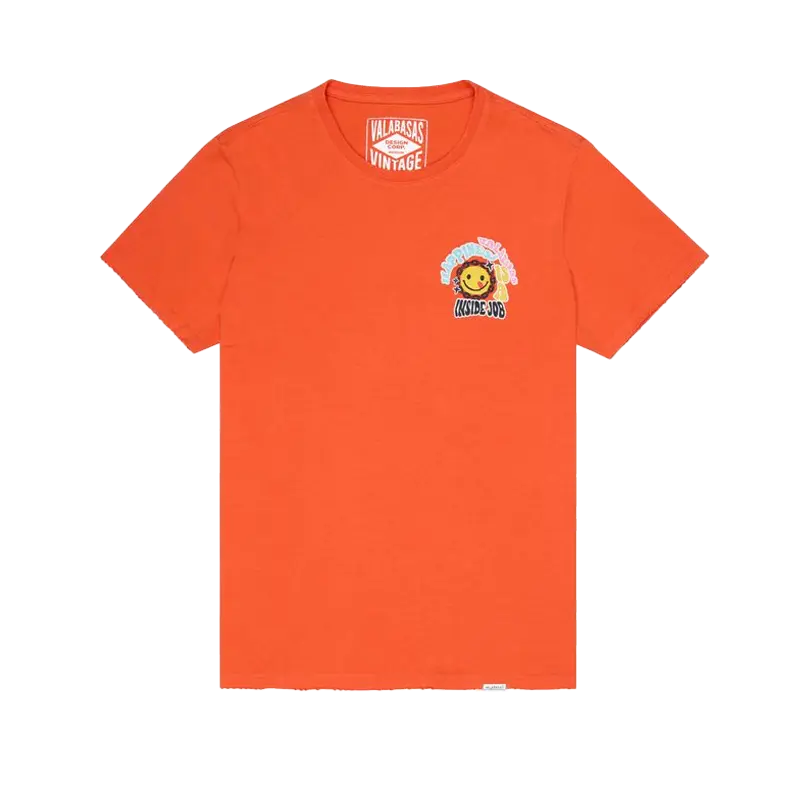 VALABASAS"INSIDE JOB" VINTAGE FLAME ORANGE TEE (VLBS9015)