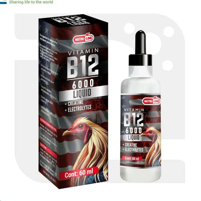 Vitamin B12 6000 Liquid Poultry Supplement for Chickens & Ducks Energy Support Easy-to-Use Formula 60 mL