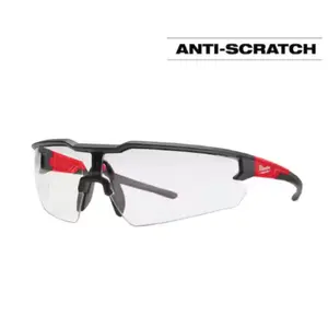 Milwaukee Anti-Scratch Safety Glasses with Clear Lenses Flexible Nose Bridge ANSI Z87.1 CSA Z94.3 Certified for Indoor Outdoor Use