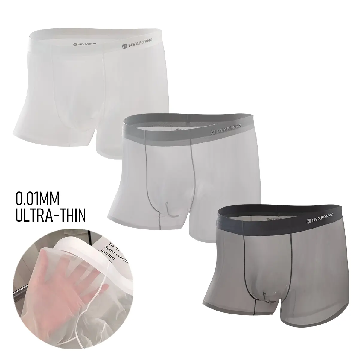 Men's Ultra-Thin Cooling Boxer Briefs Lightweight Microfiber Underwear Breathable No-Show Design Summer Comfort Birthday gift Fabric Menswear