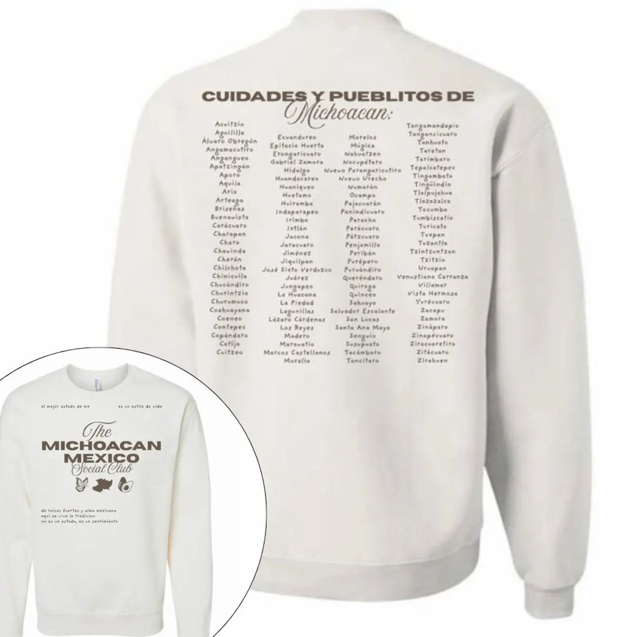 Michoacan Social Club 2 SIDES T-Shirts, Crewneck Sweatshirts & Pullover Hoodie Womenswear Printed