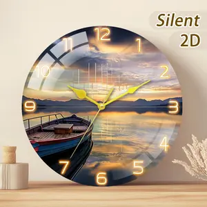 Silent Wooden or Tempered Glass Wall Clock, Modern Design, Battery Operated, Available in 20/25/30/35 Cm, Home Decor Gift