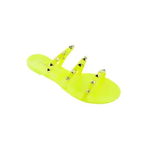 JELLY SLIP ON FLAT OPEN SANDAL WITH STUDS