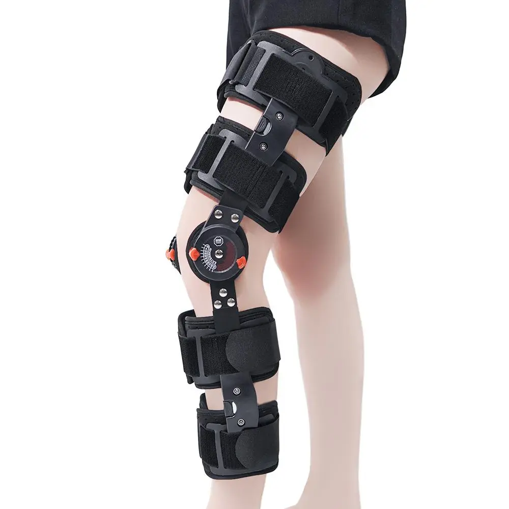 Hinged ROM Knee Brace AULEXMED [DealsForYouDays], Adjustable Knee Immobilizer with Dual Side Stabilizers for Sports, Outdoor Activities & Daily Wear