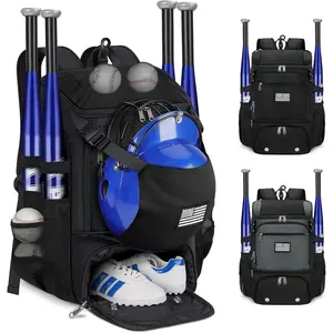 Baseball Backpack, Lightweight Softball Bag with Shoe Compartment Baseball Bag for Youth & Adult Softball Bat Bag with Fence Hook Helmet Holder Sports Backpack for T-Ball
