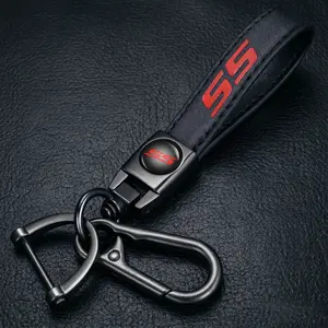 Luxury Genuine Leather Keychain For SS - Premium Car Accessory Gift.for Camaro SS Keychain with Soft SiliconeProtection Key Case for Chevy Malibu ImpalaCamaro SS charms