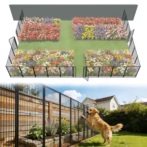 FXW Garden Fence Outdoor for The Yard,40"/45"/50" Height x 54.7-109.4ft Length, Heavy Duty Metal Animal Barrier for Dog and Rabbit, Decorative Dog Fence, 24/32/48 Panels