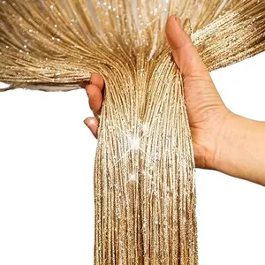 1 Piece String Tinsel Door Curtain, Glitter Fringe Door Wall Window Room Divider, Door Decoration for Living Room, Bedroom, Party Event, Valentine's Day Gift, Home Decor Ornament