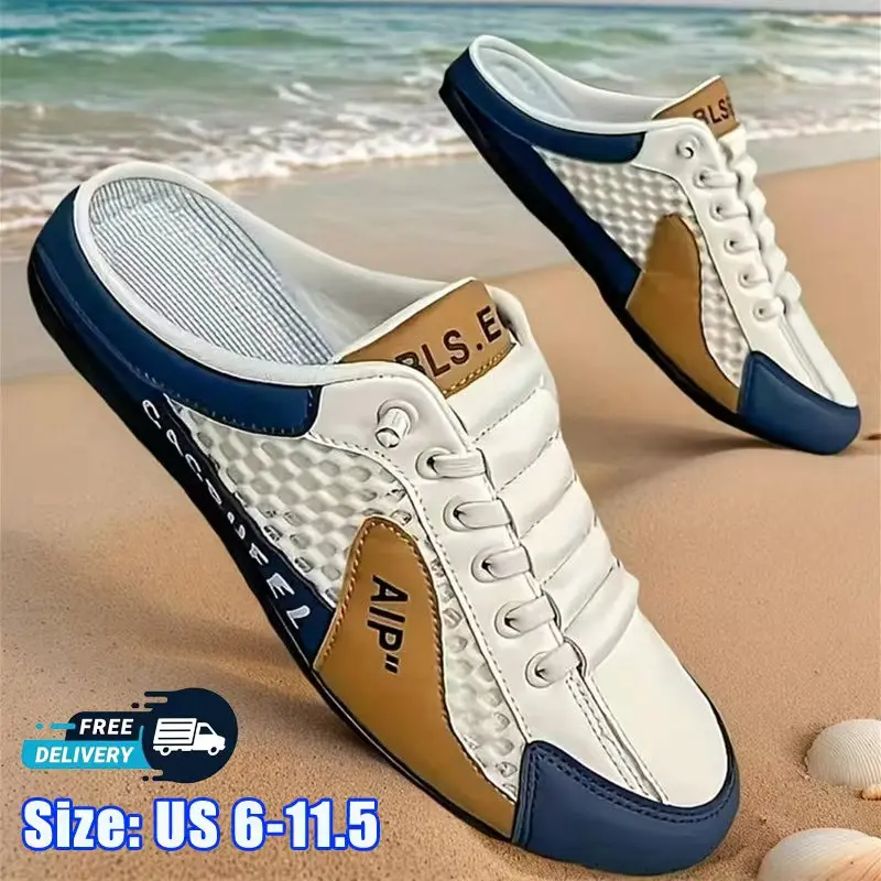 Men's Non slip One Step Shoes - All season beach Slippers with cushioned PVC sole, anti slip grip suitable for walking, camping, and vacation - Lightweight indoor and outdoor dual-use, one foot shoes, fashionable casual shoes,  Footwear