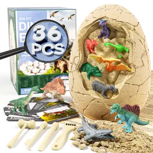 36 Unique Dinosaurs Excavation Kit, Jumbo Dino Egg Dig Kit Toys with Tool & Learning Cards, STEM Science Experiments Gift for Kids 3-12 Years Old, Easter Basket Stuffers, Party Favors for Boys & Girls