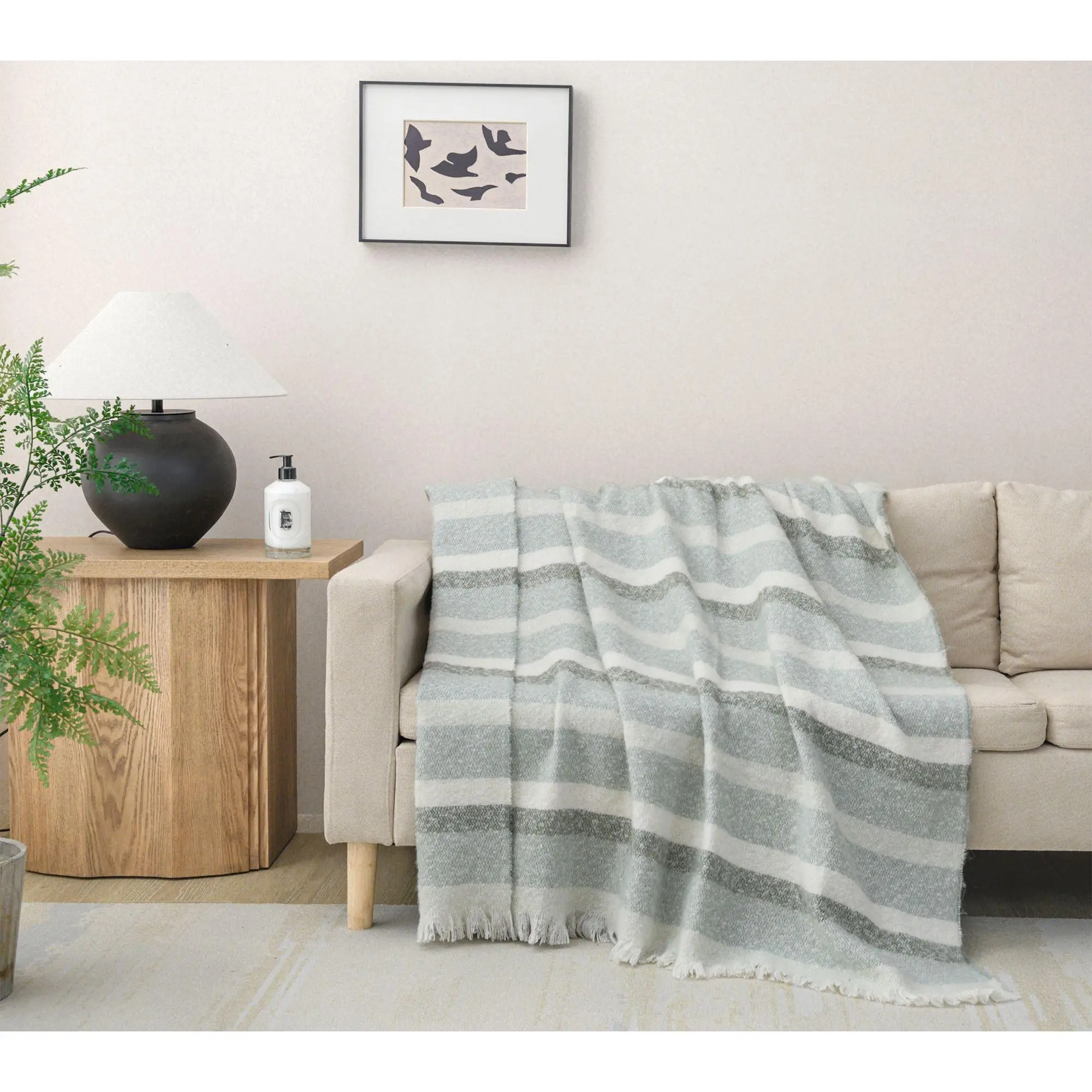 Ultra Soft Faux Mohair Stripes Throw Blanket, 50 x 60 inches Ultra Soft Faux Mohair Stripes Throw Blanket, 50 x 60 inches