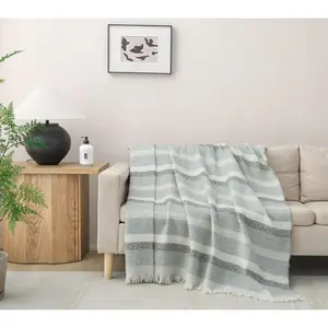 Ultra Soft Faux Mohair Stripes Throw Blanket, 50 x 60 inches