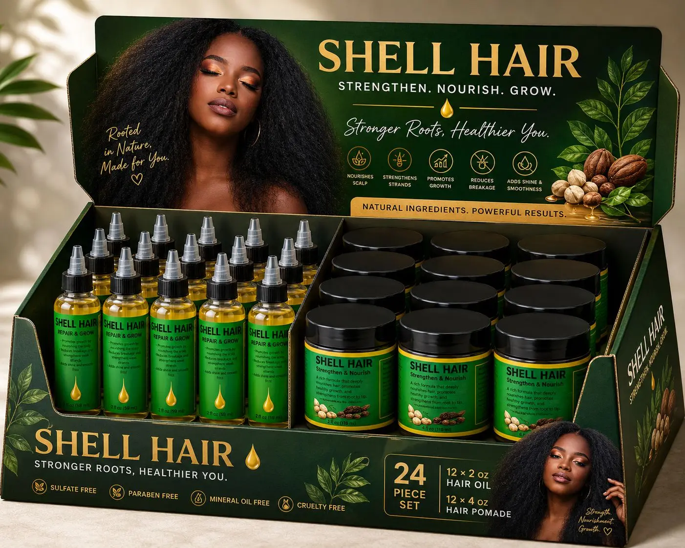 Box of 24 Hair Products/ 12 Bottles of Hair oil 2 oz, 12 Jar of Hair Pomade 4oz