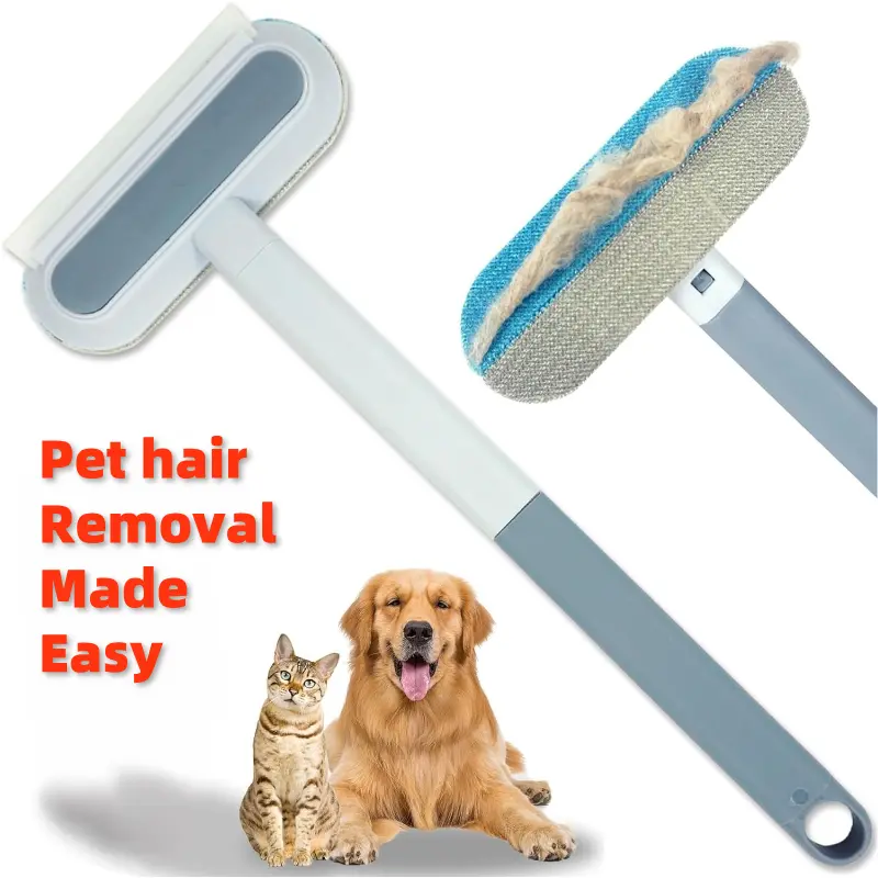 【4 in 1】Pet Hair Removal Tool, Multi-functional, Reusable, Washable Lint Cleaner for Dog and Cat Hair, Gentle on Furniture, Effective on Carpets, Clothing, Bedding,Pet Hair Remover for Furniture, Cat/Dog Hair Remover with Extra long Handle