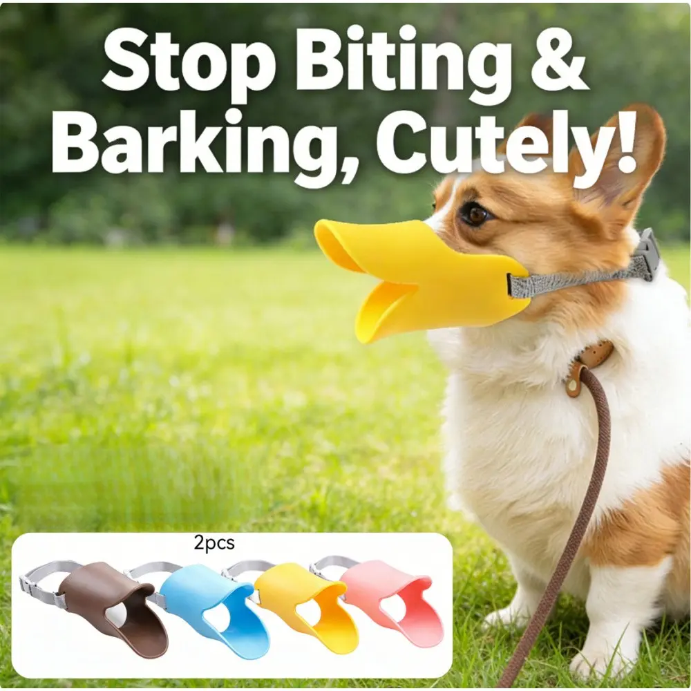 Funny Duck Bill Dog Muzzle | Anti-Biting & Barking Soft Silicone Pet Mouth Cover | Stop Dogs Eating Trash | Breathable Mask | Training Aid | Puppy Training Tools