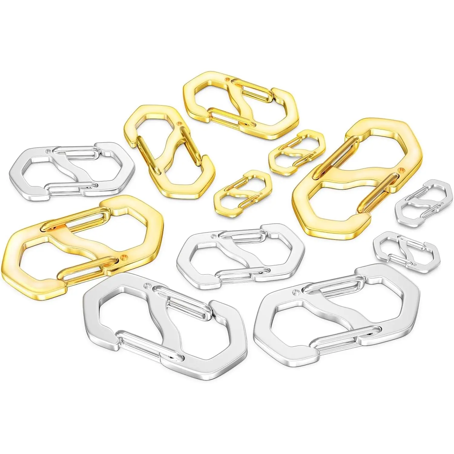 OHINGLT 12Pcs 3Size Double Opening Necklace Shortener Lobster Clasp Necklace Clasps and Closures,Bracelet Connector Stainless Steel Necklace Clasp S Lock for Jewelry Making