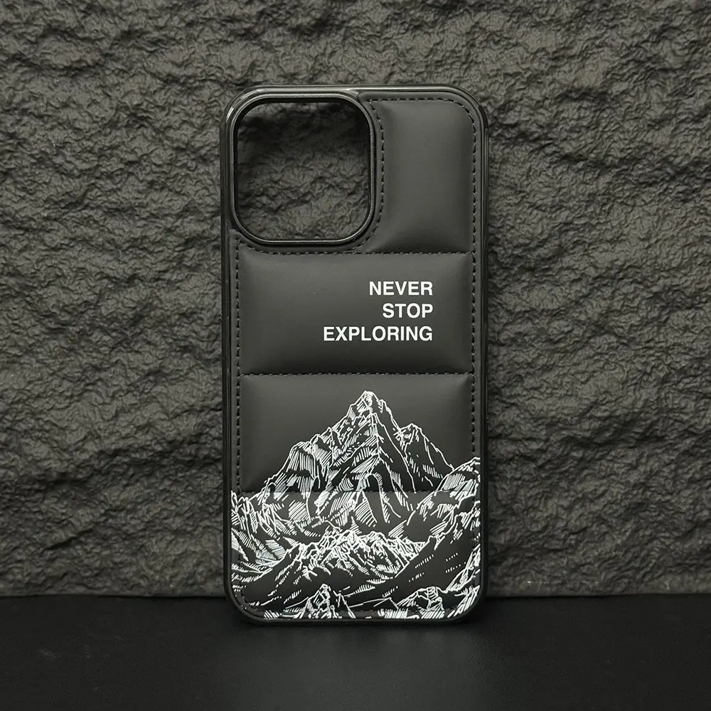 Down Jacket-Inspired Soft Texture iPhone Casing - Compatible with iPhone 17 Pro Max,16,15 Pro Max,14,13 Plus, Shockproof, Non-Slip 3D Tactile Grip, Drop-Proof, Raised Bezels Camera Protection, Positive Energy Design, Ideal Gift Accessory