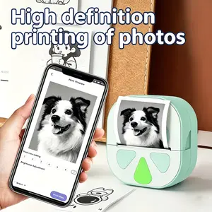 ( Label Printer +2Rolls Thermal Labels) Easy to Use Barcode Label Maker, Portable Thermal Sticker Printer for Small Business, Address, Logo, Clothing, QR Code, Compatible with Phones & PC, 20-50mm Print Width