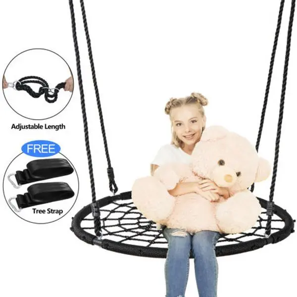 40-in Heavy Duty Webbed Mesh Tree Swing Outdoor Swing Chair, 100% Safe Nylon Rope, 600 LBs Capacity, EZ-Setup Foldable Mesh Hammock, Portable Folding Design for Multiple Users, Ideal for Sports & Camping, 40 Inch, Foldable Hammocks, Mesh Hammocks