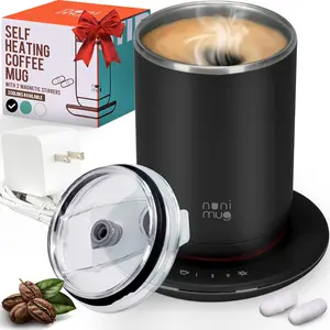 Self-Stirring Coffee Mug - Dual Temperature Control Heated Mug for Coffee with Airtight Lid, Extra Stirring & Charger - Smart Electric Coffee Cup in Gift Box Beverage Drinkware