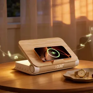 Book-Shaped Sunrise Alarm Clock with Wireless Charger & Bluetooth Speaker – Wake Up Light with Snooze, Dimmable Night Lamp & Digital Display – Perfect Gift for Bedroom, Home Decor & Students