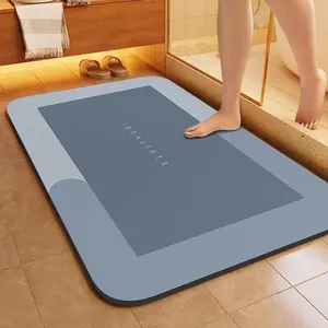 1pc Rectangle Soft Absorbent Mat, Non-Slip Rubber Bathroom Accessory, Quick-Dry Bath Mat for Bathroom, Shower