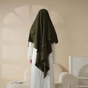 Full hijab Khimar Solid Color Crepe hijab Two-Layer  Khimaar (including Niqab) veiled hijab  vela hijabs court hijabs(MK010) instant layered Muslims Wedding