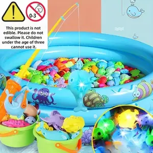 36pcs Fishing Game Toy Set for Kids, Toddler Pretend Play, Cartoon Ocean Creature Recognition, Fun Interactive Parent-Child Game Gifts for Christmas & New Year