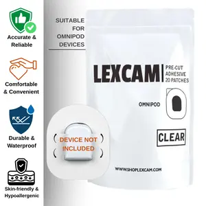 Waterproof Adhesive Patches Pre-Cut for Omnipod - Hypoallergenic, Pre-Cut CGM Overpatches – Anti-Slip Patch Tape - 20 Patches - Clear