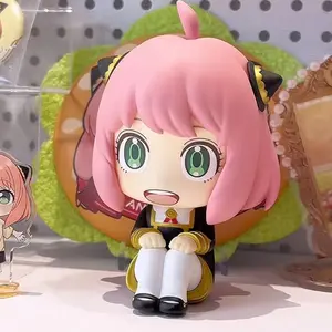 New SPY×FAMILY Anya Forge Anime PeripheralsCartoon Cute Seated Figure ModelKawaii Girl Heart Tabletop Ornaments Holiday Gifts