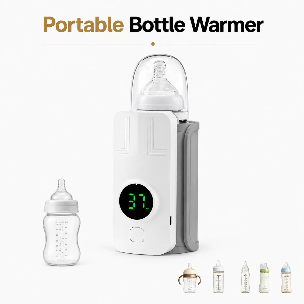 Pure Nova Portable Baby Bottle Warmer & Sterilizer - 18W Fast Heating, 6-Speed Temperature Control, Adjustable LED Display, Smart Control, Universal Fit, Automatic Power Off, Safety Features, Household Kitchen Electric Appliance for Parents