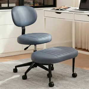 Joyfinity Ergonomic Cross Legged Swivel chair, Pu Leather,Adjustable Height, Back Support with Wheels 360°Rotating Versatile for Meditation, Yoga Home & Office Use,  gifts